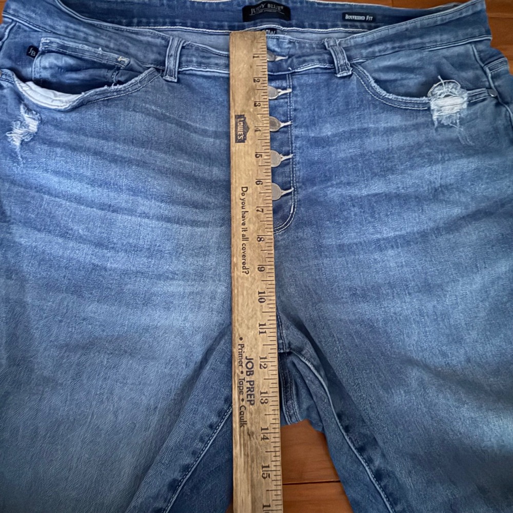 Judy Blue Boyfriend Jeans Women 20W Blue Distressed High Rise Button Fly Casual - Picture 9 of 10